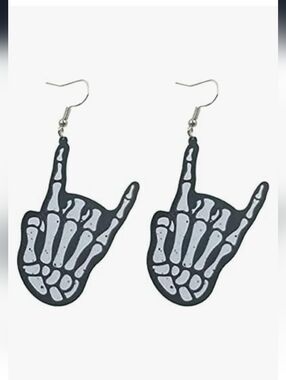 Killstar Black and White Skeleton Hand Earrings